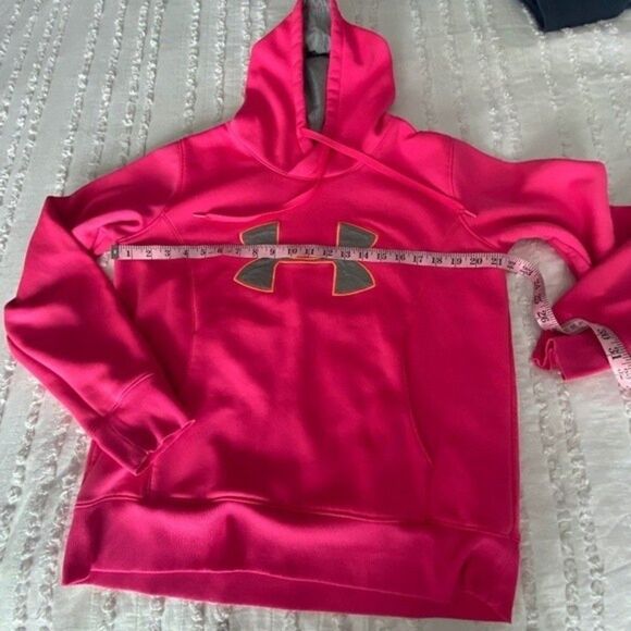 Under Armour Cold Gear Storm Big Logo Hoodie Pink Semi Fitted Youth Large - Picture 4 of 6